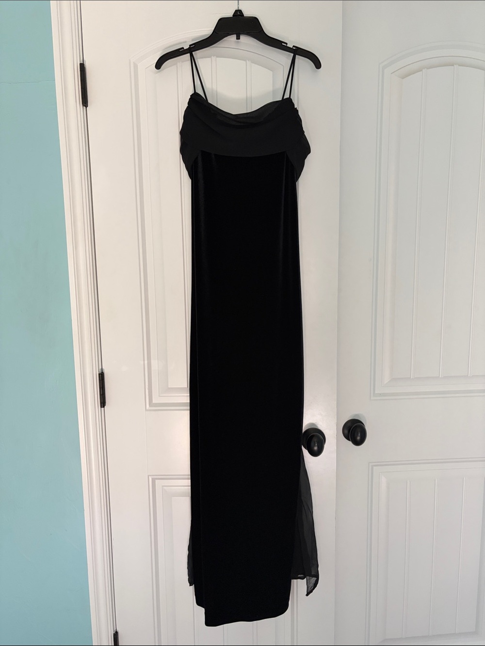 2001 Betsy & Adam black velvet homecoming prom dress spaghetti strap 6